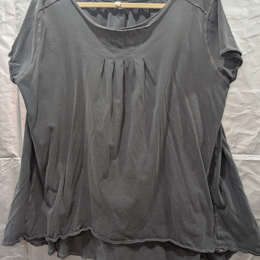 We The Free Charcoal Pleated Blouse